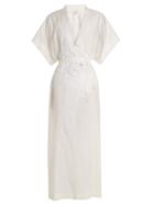 Matchesfashion.com Lila Eugnie - 1809 Lace Panel Cotton And Silk Blend Kaftan - Womens - White
