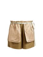 Matchesfashion.com Valentino - Contrast Pocket Elasticated Waist Silk Shorts - Womens - Green Multi