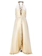 Matchesfashion.com Temperley London - Moon Garden Halterneck Shot-lam Dress - Womens - Gold