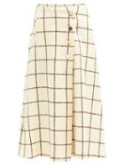 Matchesfashion.com Wales Bonner - Checked Wool-blend Wrap Skirt - Womens - Ivory