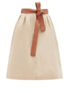 Matchesfashion.com Loewe - Leather-belt Cotton-poplin Skirt - Womens - Beige