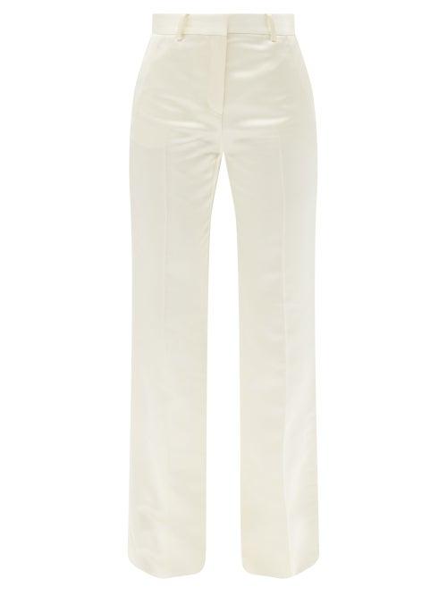 Bella Freud - Kim Satin Flared Tailored Trousers - Womens - Ivory