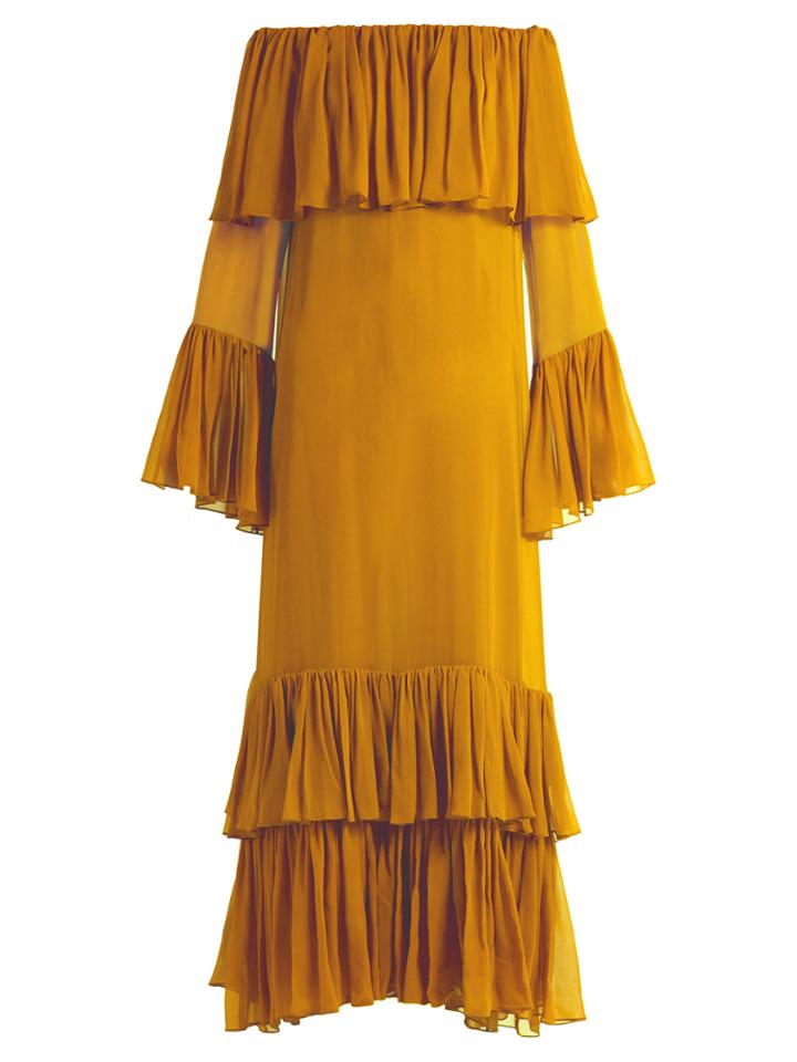 By. Bonnie Young Off-the-shoulder Silk-chiffon Gown