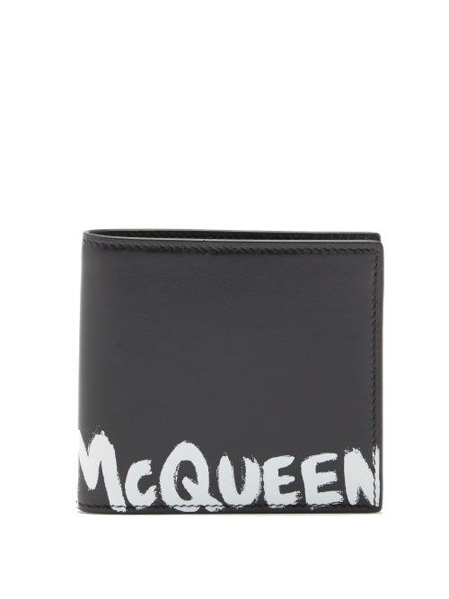 Matchesfashion.com Alexander Mcqueen - Graffiti Logo-print Leather Bi-fold Wallet - Mens - Black