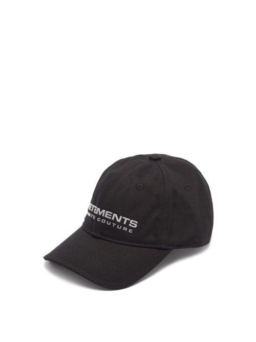 Matchesfashion.com Vetements - Reflective Logo-appliqu Cotton-canvas Cap - Mens - Black
