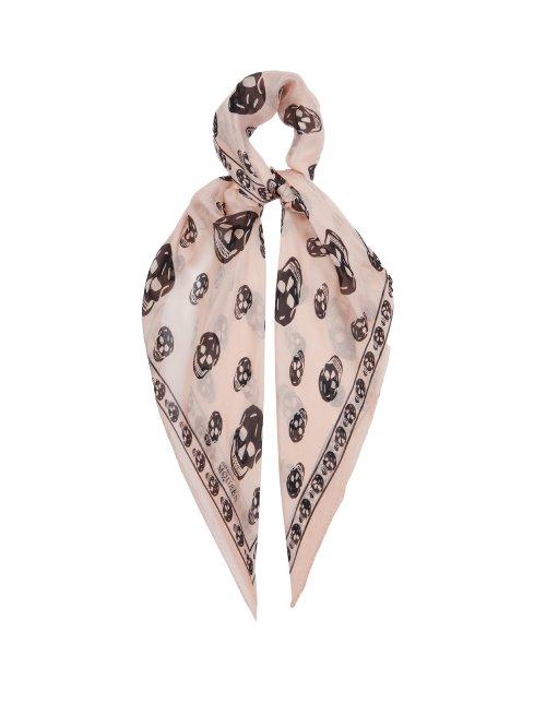 Matchesfashion.com Alexander Mcqueen - Skull Print Silk Chiffon Scarf - Womens - Pink Multi
