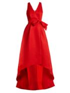 Oscar De La Renta Cut-out Back Wrap-front Silk-gazar Gown