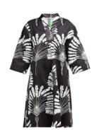Matchesfashion.com Rianna + Nina - Emmi Palm Print Cotton Twill Dress - Womens - Black White