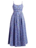 Matchesfashion.com Alessandra Rich - Tropical Print Crystal Embellished Cotton Dress - Womens - Blue Multi
