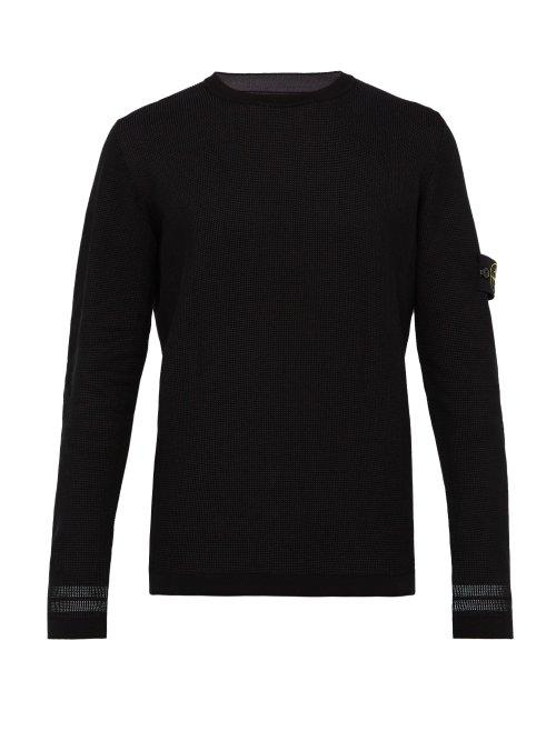 Matchesfashion.com Stone Island - Waffle Knit Cotton Sweater - Mens - Black Multi