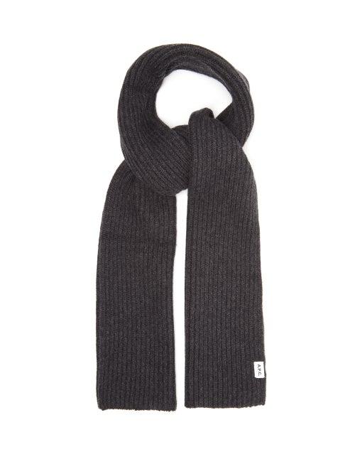 A.p.c. - Billie Ribbed-knit Wool-blend Scarf - Mens - Grey