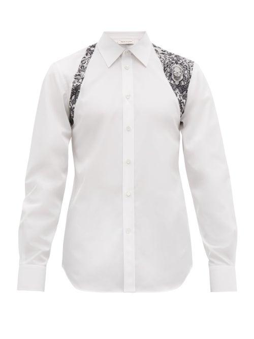 Matchesfashion.com Alexander Mcqueen - Harness Skull Lace Print Cotton Shirt - Mens - White