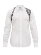 Matchesfashion.com Alexander Mcqueen - Harness Skull Lace Print Cotton Shirt - Mens - White