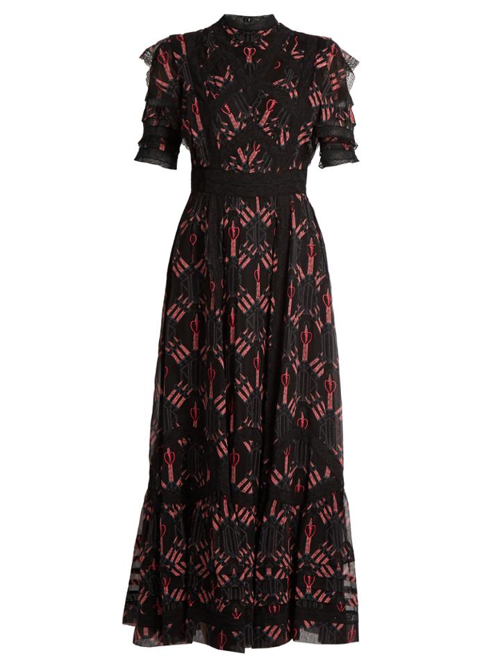 Valentino Love Blade-print Silk-chiffon Gown