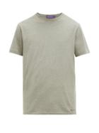 Matchesfashion.com Ralph Lauren Purple Label - Logo Embroidered Cotton Lisle T Shirt - Mens - Grey