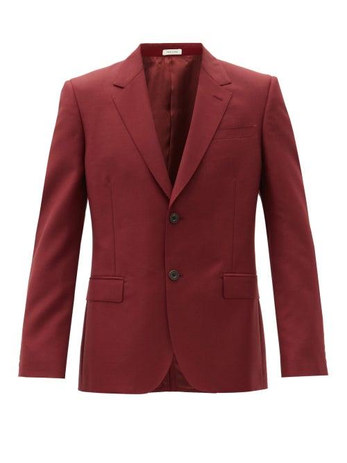 Matchesfashion.com Alexander Mcqueen - Single-breasted Wool-blend Jacket - Mens - Burgundy