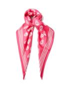 Alexander Mcqueen - Skull-print Silk-faille Scarf - Womens - Pink White
