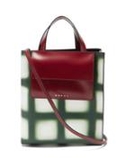 Ladies Bags Marni - Museo Check Small Leather Tote Bag - Womens - Green White
