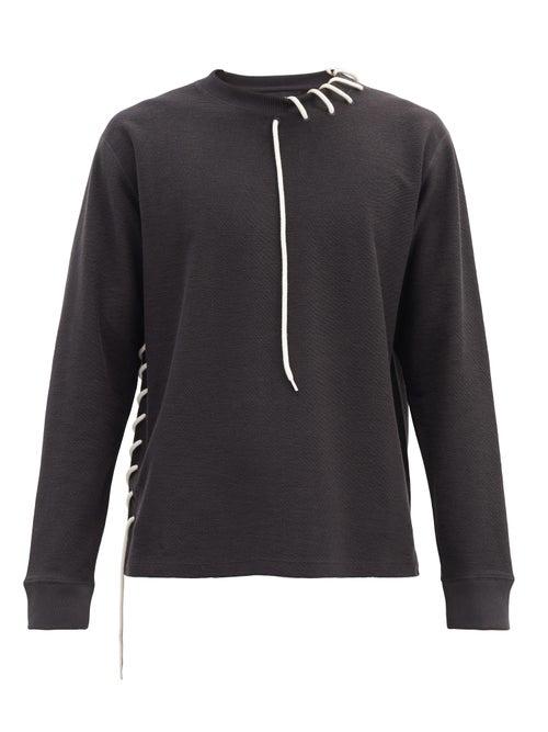 Matchesfashion.com Craig Green - Laced Cotton-blend Jersey Sweatshirt - Mens - Black