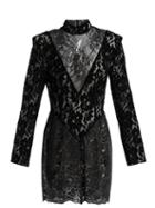 Matchesfashion.com Christopher Kane - Patchwork Flocked Velvet Lace Mini Dress - Womens - Black