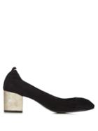 Lanvin Metallic Block-heel Suede Pumps