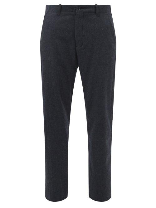 Ymc - Padre Wool-blend Flannel Chinos - Mens - Navy