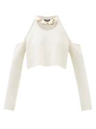 Balmain - Chain-embellished Knitted Wool Sweater - Womens - White