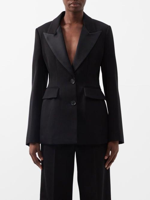 Proenza Schouler - Hourglass-waist Wool-twill Tuxedo Suit Jacket - Womens - Black