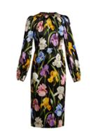 Matchesfashion.com Dolce & Gabbana - Iris Print Midi Dress - Womens - Black Multi
