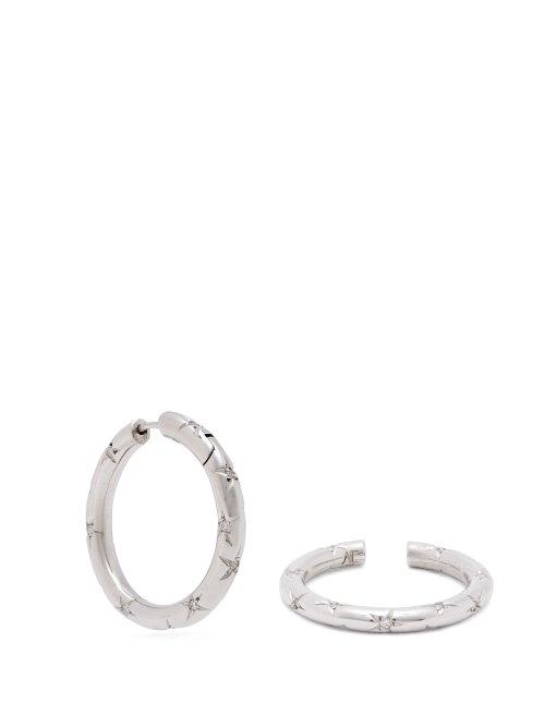 Matchesfashion.com Alan Crocetti - Star Crystal Embellished Sterling Silver Earrings - Mens - Silver