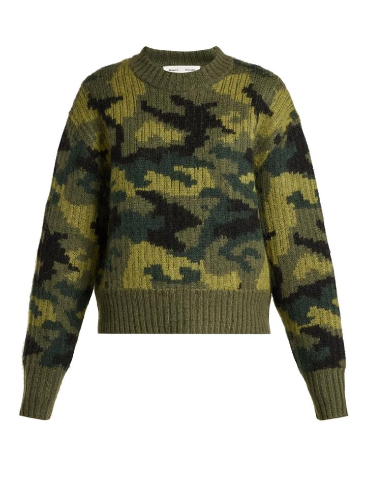 Pswl Camouflage Cropped Wool-blend Sweater