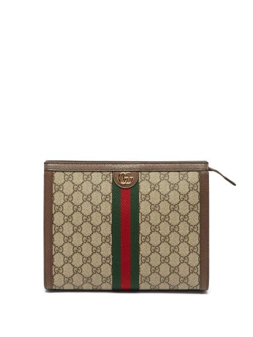 Gucci - Ophidia Web-stripe Gg-supreme Canvas Pouch - Womens - Beige Multi