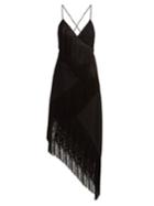Givenchy Fringed Asymmetric Hem Wool-crepe Dress