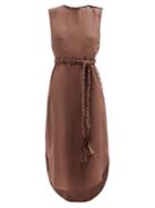 Matchesfashion.com Belize - Corinne Braided-belt Linen Dress - Womens - Brown