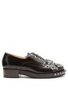 No. 21 Crystal-embellished Lace-up Leather Flats