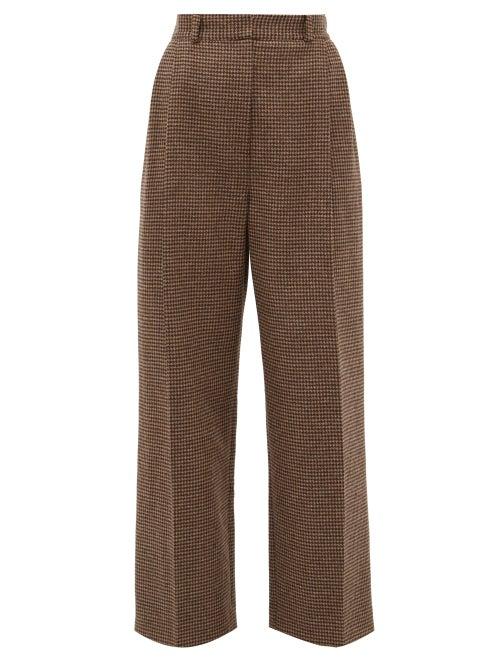 Matchesfashion.com Racil - Robert Side Striped Houndstooth Wool Trousers - Womens - Brown