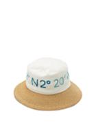 Matchesfashion.com Kilometre Paris - Paris Coordinates Canvas And Straw Bucket Hat - Womens - Blue Multi