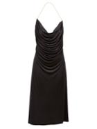 Loewe - Halterneck-chain Cowl-neck Satin Dress - Womens - Black