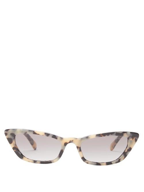 Matchesfashion.com Miu Miu - Cat Eye Acetate Sunglasses - Womens - Tortoiseshell