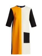 Matchesfashion.com Marni - Colour Block Wool Dress - Womens - Orange Multi
