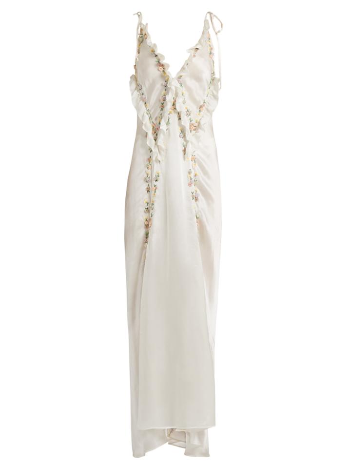 Attico Marisa Flower-appliqu Silk Dress