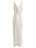 Attico Marisa Flower-appliqu Silk Dress