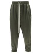 Rick Owens - Cropped Cupro-satin Track Pants - Womens - Khaki