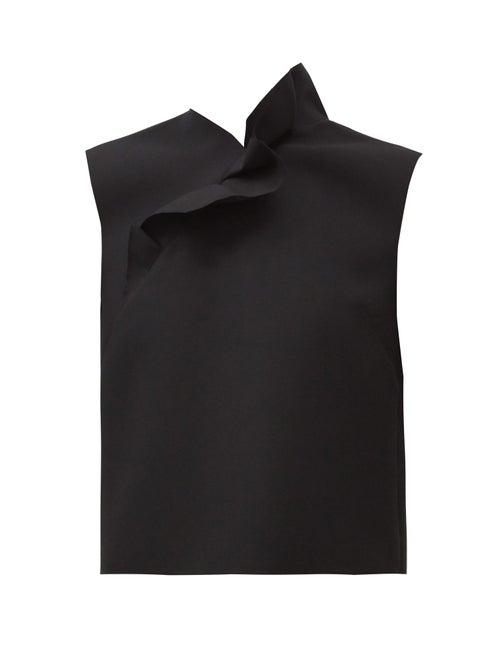 Matchesfashion.com Msgm - Ruffled Crepe Top - Womens - Black