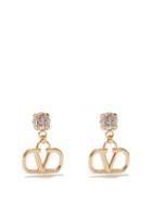 Valentino Garavani - V-logo Crystal Drop Earrings - Womens - Gold