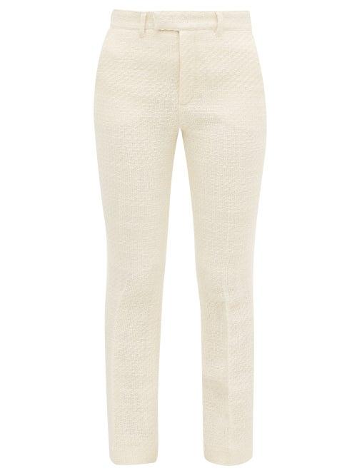 Matchesfashion.com Holiday Boileau - High Rise Boucl Slim Leg Trousers - Womens - Ivory