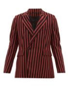 Matchesfashion.com Ann Demeulemeester - Striped Wool Blend Single Breasted Blazer - Mens - Black Red