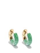 Ladies Jewellery Bottega Veneta - Agate & 18kt Gold-plated Silver Hoop Earrings - Womens - Green Gold