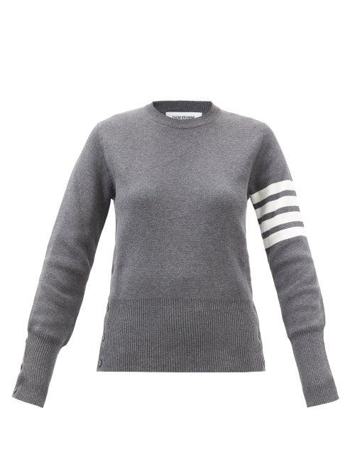 Thom Browne - Four-bar Intarsia Cotton Sweater - Womens - Grey