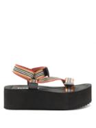 Matchesfashion.com Burberry - Patterson Icon-stripe Flatform Sandals - Womens - Beige Multi